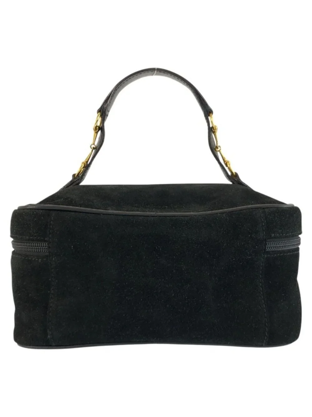 Gucci Horsebit Black Gold Suede Leather 032 106 Vanity Bag